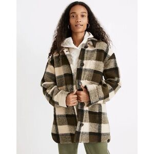 Madewell Belrose Shirt-Jacket in Maran Plaid Fall Shacket Oversized Size Small